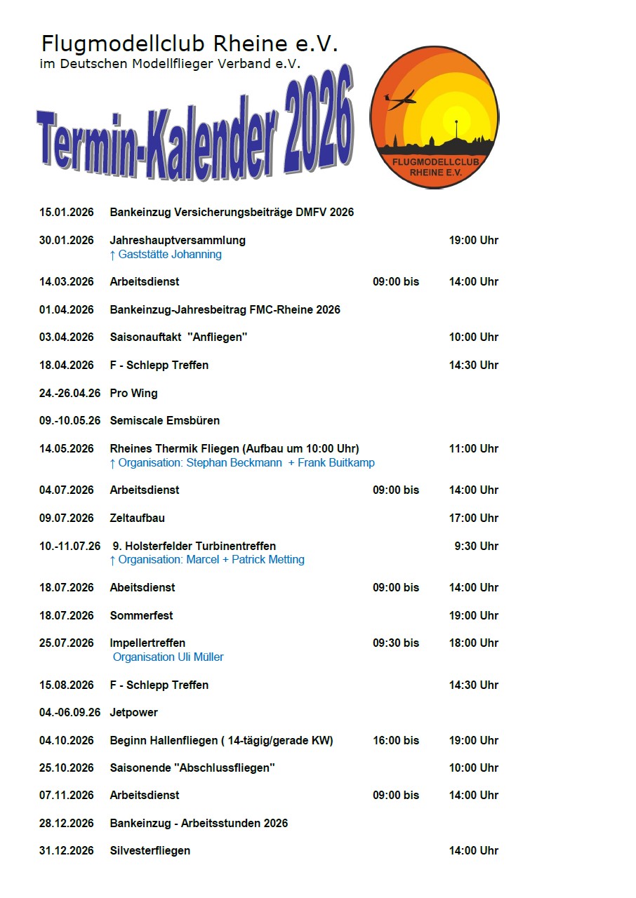 FMC Veranstaltungskalender 2026
